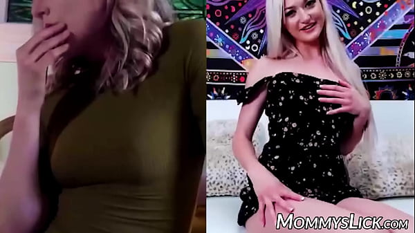 Naughty stepmom Mona Wales rubbing her pussy for cute dyke