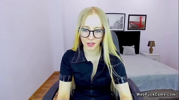 Small tits blonde amateur babe poses on webcam